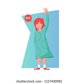 the ordinary girl say bye. flat design people