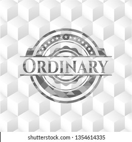 Ordinary grey emblem with geometric cube white background