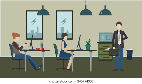 Ordinary office life. Vector illustration.