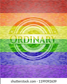 Ordinary on mosaic background with the colors of the LGBT flag