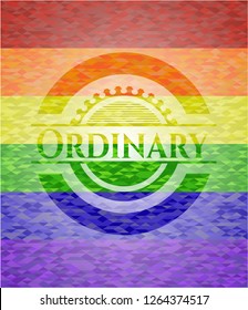 Ordinary on mosaic background with the colors of the LGBT flag