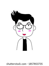 Ordinary people face vector illustration. Daily activity style. Cute. simple life, happy. Isolated on white background.