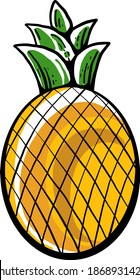 Ordinary pineapple, illustration, vector on white background.