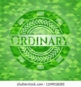 Ordinary realistic green emblem. Mosaic background