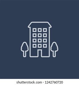 Ordinary residence icon. Trendy flat vector line Ordinary residence icon on dark blue background from business   collection. 