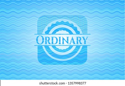 Ordinary sky blue water wave badge.