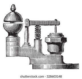 Ordinary whistle fitted on the base of the valve, vintage engraved illustration. Industrial encyclopedia E.-O. Lami - 1875.