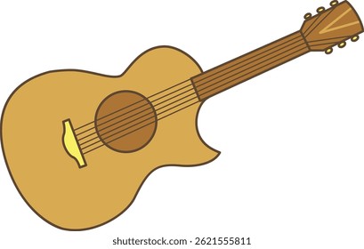 uma guitarra acústica comum de cor de madeira