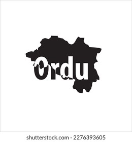 Ordu map and black lettering design on white background