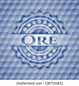 Ore blue hexagon emblem. Vector Illustration. Detailed.