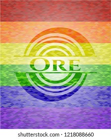 Ore emblem on mosaic background with the colors of the LGBT flag