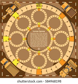 Ore extraction in the mine. Board game. Vector design for app game user interface.