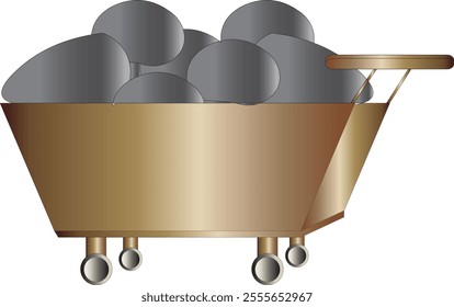 A lot of ore is inside the stones that have been collected in the cart.