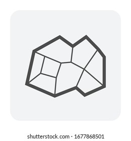 Ore Or Mineral Vector Icon. Natural Rock, Stone Or Ironstone From Mine Or Quarry I.e. Metal, Copper Lead Or Gold. Raw Material For Casting Process In Metallurgy Or Metallurgical Production Industry.