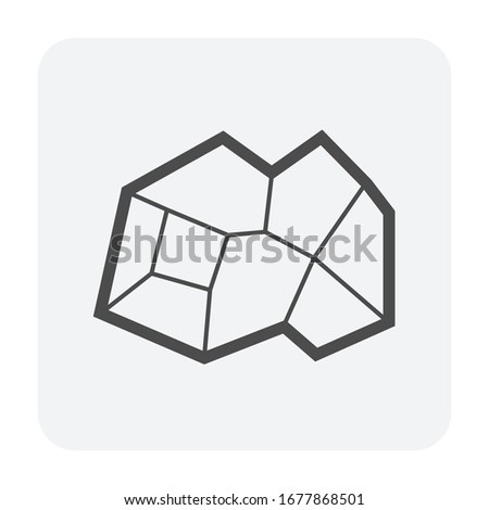 Ore or mineral vector icon. Natural rock, stone or ironstone from mine or quarry i.e. metal, copper lead or gold. Raw material for casting process in metallurgy or metallurgical production industry.