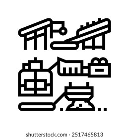 ore processing mining line icon vector. ore processing mining sign. isolated contour symbol black illustration