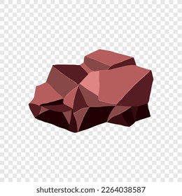 Ore rock boulder. Natural shape stone. vector illustration.