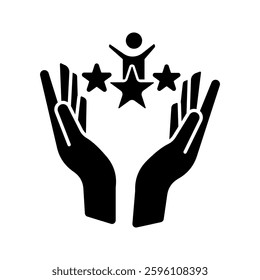 ore values of company icon with simple text. Web page for employee template design vector element. Modern design. Abstract flat icon. Star in hand