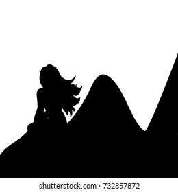 Oread mountain nymph silhouette ancient mythology fantasy. Vector illustration.