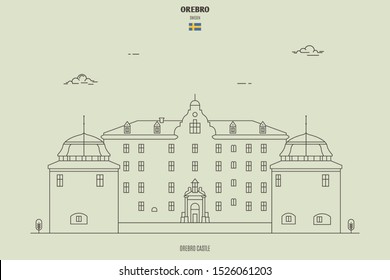 Orebro Castle, Sweden. Landmark icon in linear style