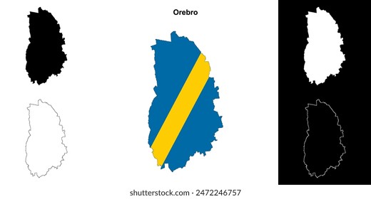 Orebro county blank outline map set