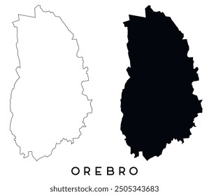 Orebro map outline and black silhouette vector