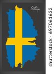 Orebro map of Sweden with Swedish national flag illustration