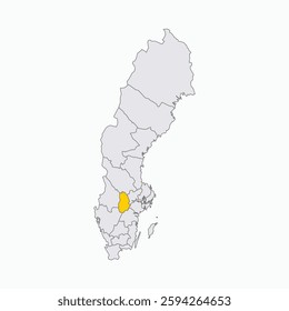 Orebro Region highlighted on Sweden map 