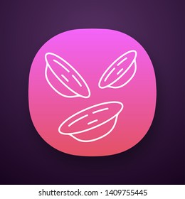 Orecchiette app icon. Traditional Italian pasta. Chinese earlike noodles. Dough discs with central dome. UI/UX user interface. Web or mobile application. Vector isolated illustration