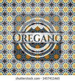 Oregano arabic badge background. Arabesque decoration.