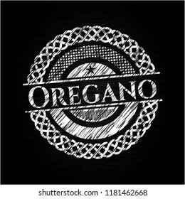 Oregano chalkboard emblem on black board