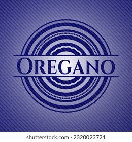 Oregano emblem with denim texture. Vector Illustration. Detailed. 