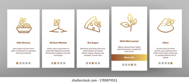 Oregano Herbal Plant Onboarding Mobile App Page Screen Vector. Oregano Spice Branch In Greenhouse And Garden, In Pot And Bottle, Spice On Pizza And Soup Illustrations