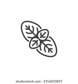 Oregano leaf line icon. linear style sign for mobile concept and web design. Oregano herb outline vector icon. Symbol, logo illustration. Vector graphics