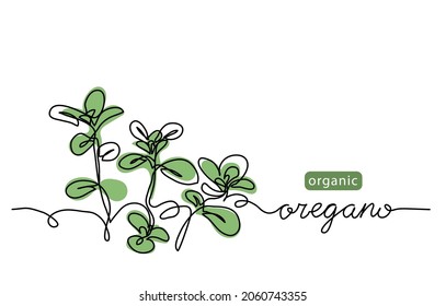 Oregano hinterlässt eine einfache Vektorgrafik. Eine durchgängige Kunstzeichnung für Labeldesign von Kräutern mit Aufschrift Oregano.