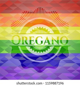 Oregano on mosaic background with the colors of the LGBT flag