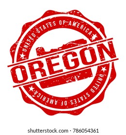 Oregon America Original Stamp Design Vector Art Tourism Souvenir Round.