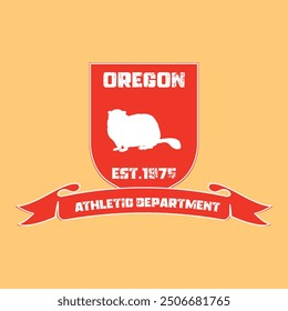 oregon athletic department varsity college beaver detailed print with united states of america state slogan and grunge effect for graphic tee t shirt or sweatshirt hoodie - Vector