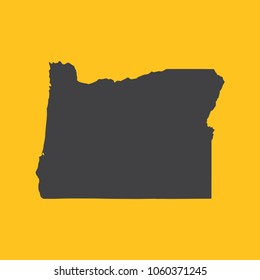 Oregon black map,border on orange background. Vector illustration.