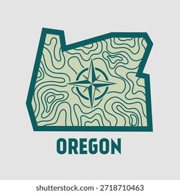 Oregon Compass and Topographic Contours  for Print, Apparel, etc