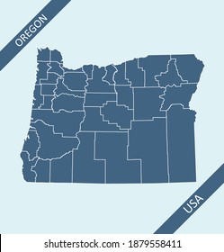 Oregon county map vector outlines