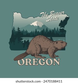 Oregon Destination State Vector Graphic