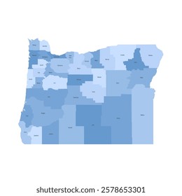 Oregon, OR - detailed political map of US state. Administrative map divided into counties. Blue map with county name labels. Vector illustration