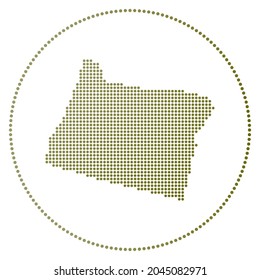 Oregon digital badge. Dotted style map of Oregon in circle. Tech icon of the US state with gradiented dots. Powerful vector illustration.