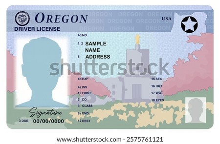 Oregon driver's license isolated on white background. Person State driver's license ID .