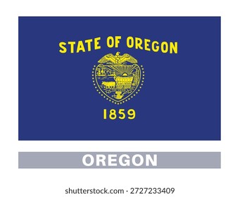 Bandera de Oregón. Banderas del Estado americano en colores y proporciones oficiales