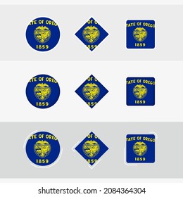 Oregon flag icons set, vector flag of Oregon. Three versions of icon.