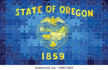 Oregon flag made of puzzle background - Illustration