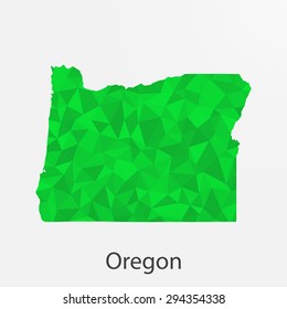 Oregon flag map in geometric,mosaic polygonal style.Abstract tessellation,background. Low poly vector illustration EPS10
