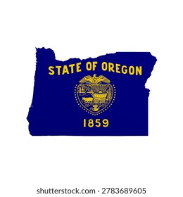 Oregon flag map poster. US state pride wall decor artwork. Patriotic printable digital art. Detailed vector illustration